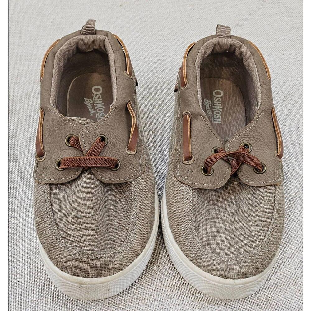 OshKosh B'gosh Albie Boat Shoe Shoes Tan‎ Fixed Laces Classic Preppy Kids 12M